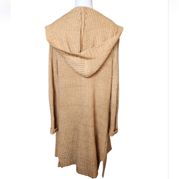 Lou & Grey for LOFT Hooded Cardigan Sweater Brown Size: Medium Preppy Knit - Picture 3 of 7